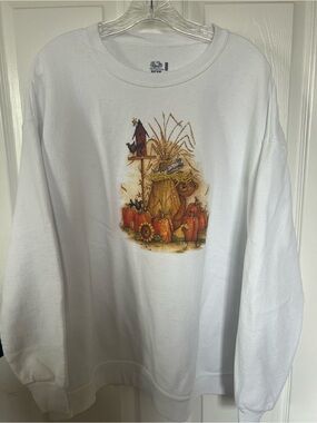 Vintage Fruit of the Loom Free Pumpkins Fall Bear Crewneck Sweatshirt XL